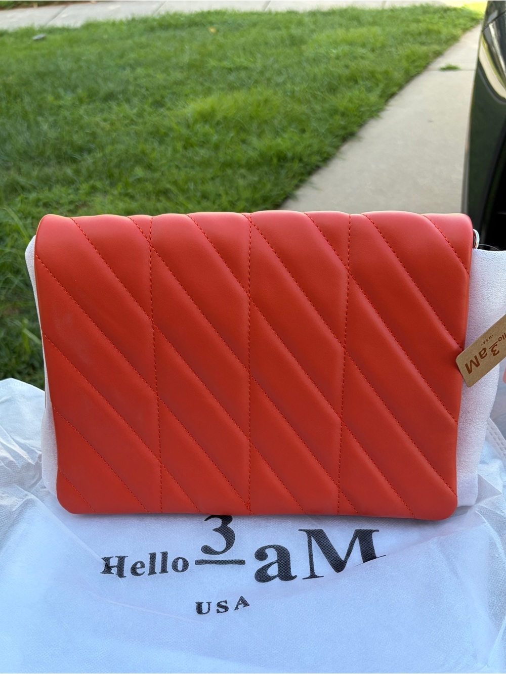 Hello 3AM Orange Quilted Chain Crossbody Purse โ New With Tags